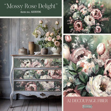 Load image into Gallery viewer, REDESIGN WITH PRIMA
A1 Decoupage Fiber- Mossy Rose Delight - 1 sheet