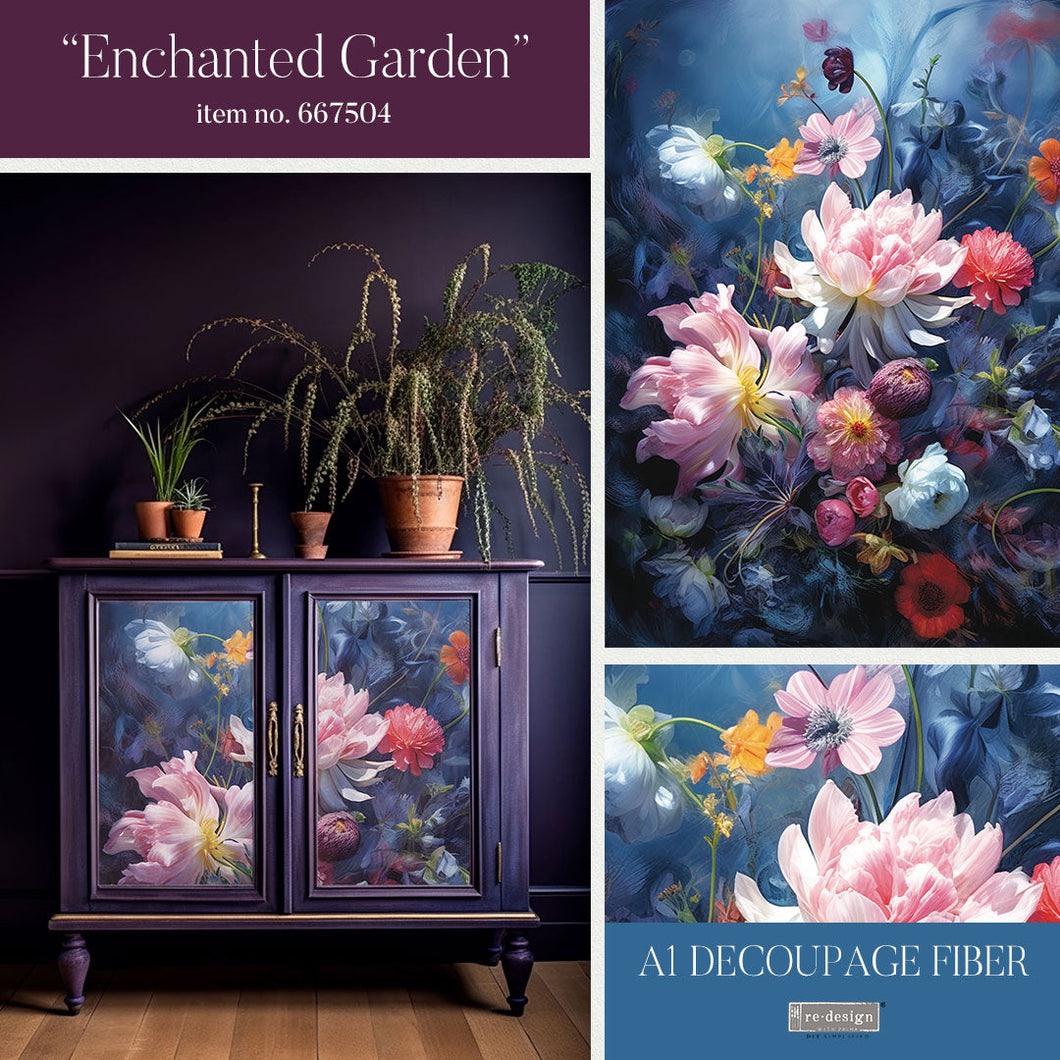 REDESIGN WITH PRIMA
A1 Decoupage Fiber- Enchanted Garden - 1 SHEET