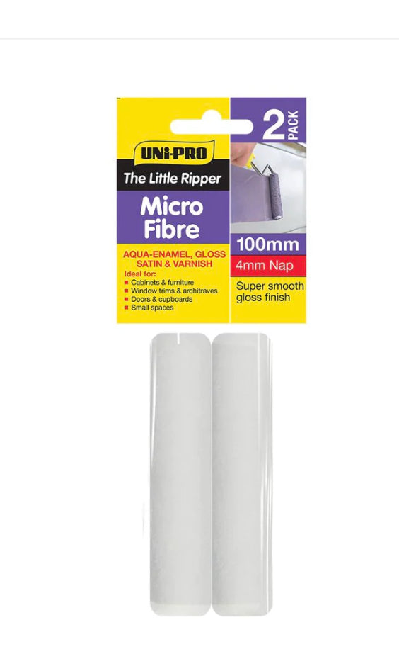 UNi-Pro MICROFIBRE ROLLER 100mm/4mm nap 2 pack