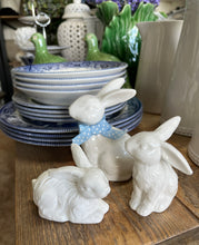 Load image into Gallery viewer, White ceramic bunny’s set of three
