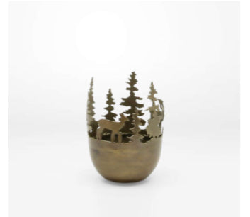 Tree and deer brass light / candle holder