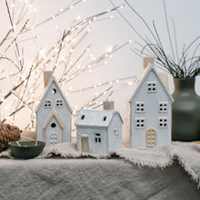Load image into Gallery viewer, Lucia ceramic house set of 3 white / natural with lights

