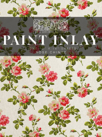 ROSE CHINTZ Paint Inlay by IOD (set of eight 12