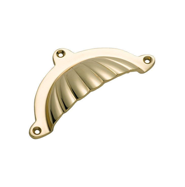 Tradco 3557- Classic Fluted Drawer Pull Polished Brass