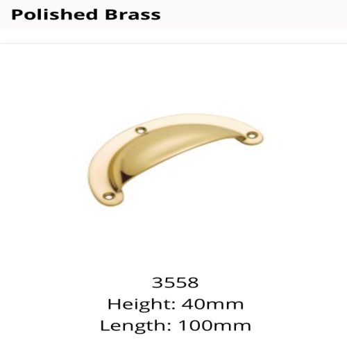 Tradco 3558- Classic Drawer Pull Large Polished Brass